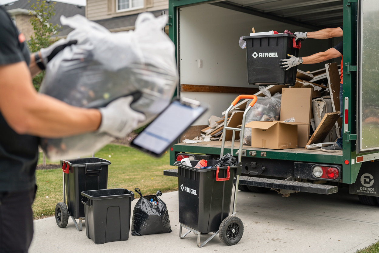 Junk Happens GTA professional team loading debris during property cleanout and demolition service in Toronto
